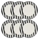 Jogo de 6 Pratos Rasos 26 Cm Oxford Unni Stripes And Dots