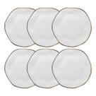 Jogo De 6 Pratos Rasos Oxford Ryo Maresia 27,5cm Branco e Marrom
