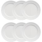 Jogo de 6 Pratos Rasos Porcelana 26,5cm Germer Relevo Chevron Branco Redondo Mesa Posta