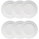 Jogo de 6 Pratos Rasos Porcelana 26,5cm Germer Relevo Chevron Branco Redondo Mesa Posta