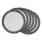 Jogo de 6 Sousplats Redondos DII 37,5 cm Branco com Franjas Preto e Branco Jogo de 6 Sousplats Redondos DII 37,5 cm Branco com Franjas Preto e Branco