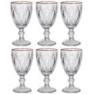 Jogo De 6 Taças 300ml Borda Dourada Diamond Clear Class Home