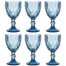 Jogo De 6 Taças 300ml Para Água Vinho Azul Diamond Ke Home