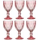 Jogo De 6 Taças 300ml Para Água Vinho Rosa Diamond Ke Home