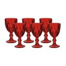 Jogo De 6 Taças 340ml Diamond Rubi Vermelho Ke Home