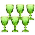 Jogo De 6 Taças Água Vinho 340ml Cristal Diamond Verde