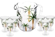 Jogo De 6 Taças Com Jarra em Cristal Lyor Palm Hand Paiting 7 peças
