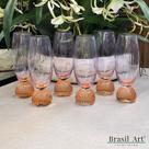 Jogo de 6 Taças de Champagne em Vidro Roxo com Base Esférica Âmbar 208ml