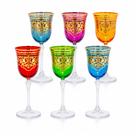 Jogo de 6 Taças em Cristal Colorido Italiano 20x8cm para Vinho Mesa Posta