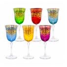 Jogo de 6 Taças em Cristal Colorido Italiano 21x9cm para Água Mesa Posta