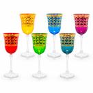 Jogo de 6 Taças em Cristal Colorido Italiano 21x9cm para Água