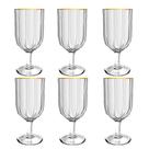 Jogo de 6 Taças em Cristal com Borda Dourado para Água, Vinho ou Drinks 330ml