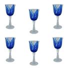 Jogo de 6 taças em cristal na cor azul para vinho 19x8,3cm