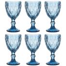 Jogo De 6 Taças Para Água Vinho 300ml Diamond Azul Ke Home