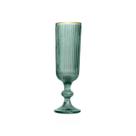 Jogo de 6 tacas para champanhe Cameratta em vidro com borda dourada 160ml A18,4cm cor verde