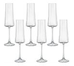 Jogo de 6 tacas para champanhe Xtra em cristal ecologico 210ml A26,5cm