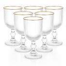 Jogo de 6 Taças Versalhes de Vidro para Vinho e Água com Borda Dourada 390ml