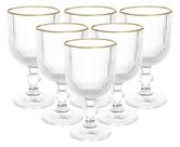 Jogo de 6 tacas vidro com borda dourada versalhes 340ml