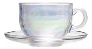 Jogo de 6 xicara para Cha Com Pires Nice 150ml furta cor Vidro - lyor