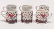 Jogo De 6 Xícaras 60ml Decorada Eu Amo Café Para Café Em Porcelana - PicNic