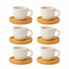 Jogo de 6 Xícaras 85ml De Café Com Pires De Bambu Dolce Home Jogo de 6 Xícaras 85ml De Café Com Pires De Bambu Dolce Home