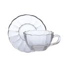 Jogo de 6 xicaras cafe de vidro com pires peach transparente 90ml hauskraft