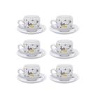 Jogo de 6 Xícaras Café Porcelana 80ml com Pires Honey Bee Abelhinha - Hauskraft