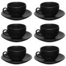 Jogo de 6 Xícaras Chá 160ml Porcelana Preto Manhattan Hauskraft Jogo de 6 Xícaras Chá 160ml Porcelana Preto Manhattan Hauskraft