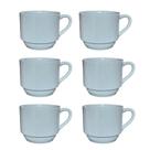 Jogo de 6 Xícaras de Café/Chá de Porcelana Branca - 200ml