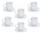 Jogo De 6 Xícaras De Café Com Pires Acrílica Branca Chá 12pç