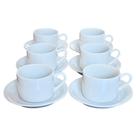 Jogo de 6 Xícaras de Café e Chá com Pires - 170 ml - Porcelana Branca de Alta Qualidade