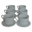 Jogo de 6 Xícaras de Café e Chá com Pires - 200 ml - Empilháveis - Porcelana Branca Jogo de 6 Xícaras de Café e Chá com Pires - 200 ml - Empilháveis - Porcelana Branca