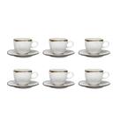 Jogo De 6 Xícaras De Porcelana Com Pires 220ml Ryo Maresia Oxford Kit Completo
