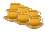 Jogo De 6 Xícaras E Pires Para Café Mix And Match Em Porcelana 90Ml Amarelo Açafrão - Lhermitage