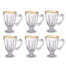 Jogo de 6 xicaras para café coffee time em cristal ecológico com borda dourada 90ml - Dynasty Jogo de 6 xicaras para café coffee time em cristal ecológico com borda dourada 90ml - Dynasty