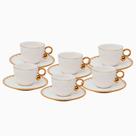 Jogo de 6 xícaras para café Wolff 18060 Egg branca e dourado 90 ml em porcelana