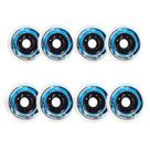Jogo de 8 rodas inline traxart 80mm/85a branco com azul Jogo de 8 rodas inline traxart 80mm/85a branco com azul