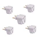 Jogo de Adaptadores Universais 5 Tomadas 2 Pinos Plugue Elétrico 10A Universal Compatibilidade P/ Casa