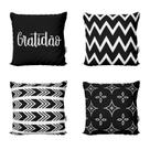 Jogo de Almofadas Decoração Preto e Branco Gratidão Para Sofá Sala de Estar 40x40 Novadecora Jogo de Almofadas Decoração Preto e Branco Gratidão Para Sofá Sala de Estar 40x40 Novadecora