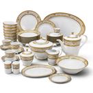 Jogo de Aparelho de Jantar em Porcelana Branco e Dourado 62 Peças 45x63x57cm Jogo de Aparelho de Jantar em Porcelana Branco e Dourado 62 Peças 45x63x57cm