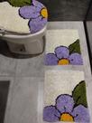 Jogo de banheiro frufru de flor lilas - 3 peças - etc e tal artesanato