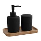 Jogo De Banheiro Kit 3 Peças Bandeja Pote Organizador E Porta Sabonete Cerâmica Folhas Leaf Preto Wolff Jogo De Banheiro Kit 3 Peças Bandeja Pote Organizador E Porta Sabonete Cerâmica Folhas Leaf Preto Wolff