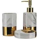 Jogo de Banheiro kit 3 peças Porcelana Branco/Dourado Gold Marble Tuut Jogo de Banheiro kit 3 peças Porcelana Branco/Dourado Gold Marble Tuut