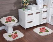 Jogo de Banheiro Natural Estampado Rosas 3Pçs Lacre Jogo de Banheiro Natural Estampado Rosas 3Pçs Lacre