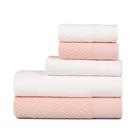 Jogo de Banho Atlantica Capri 5 Pçs Branco e Rosa (2 Banho + 2 Rosto e Piso)