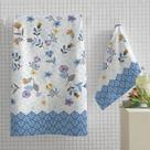 Jogo de Banho Estampado Floral Estela Azul 2 peças Lepper
