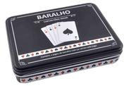 Jogo de baralho na lata 02 jogos de 54 cartas