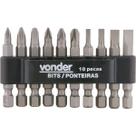 Jogo de Bits/Ponteiras com 10 peças, Encaixe Sextavado 1/4" - VONDER