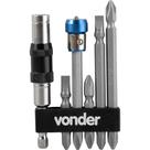 Jogo de Bits/ponteiras com 8 Peças, Encaixe Sextavado de 1/4", com Extensão Magnética Articulada, Vonder OstenVonder
