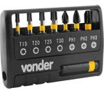 Jogo de bits/ponteiras de impacto S2 com 9 peças encaixe sextavado 1/4" VONDER